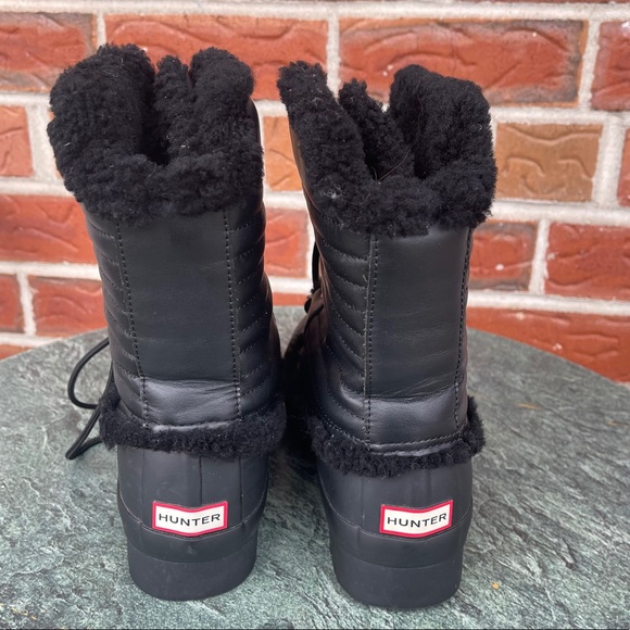 Hunter Original Pac Boot Black Winter Snow Shearling lined - Picture 4 of 5